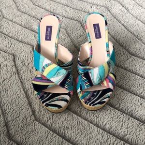 Emilio Pucci Slide On Wedges Espadrilles